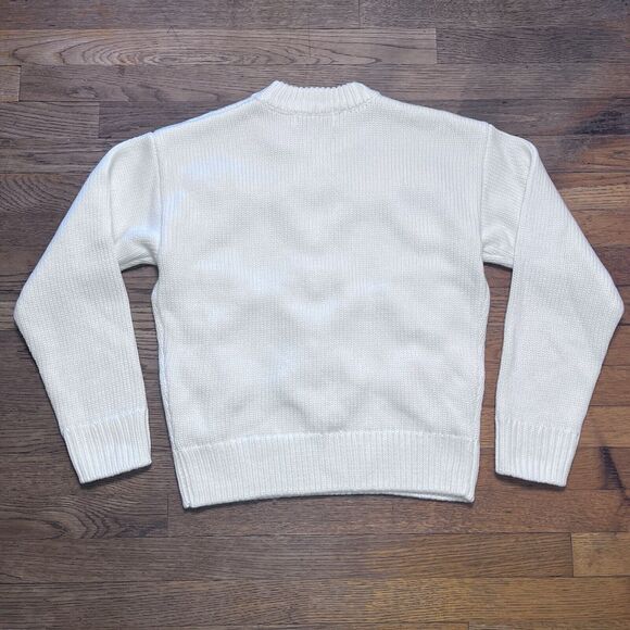 English Factory Heart Pom Sweater Knit Wool Blend Ivory Love Womens Size Small - Picture 4 of 14